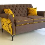 orange french provincial coach sofa upholstery with pillows
