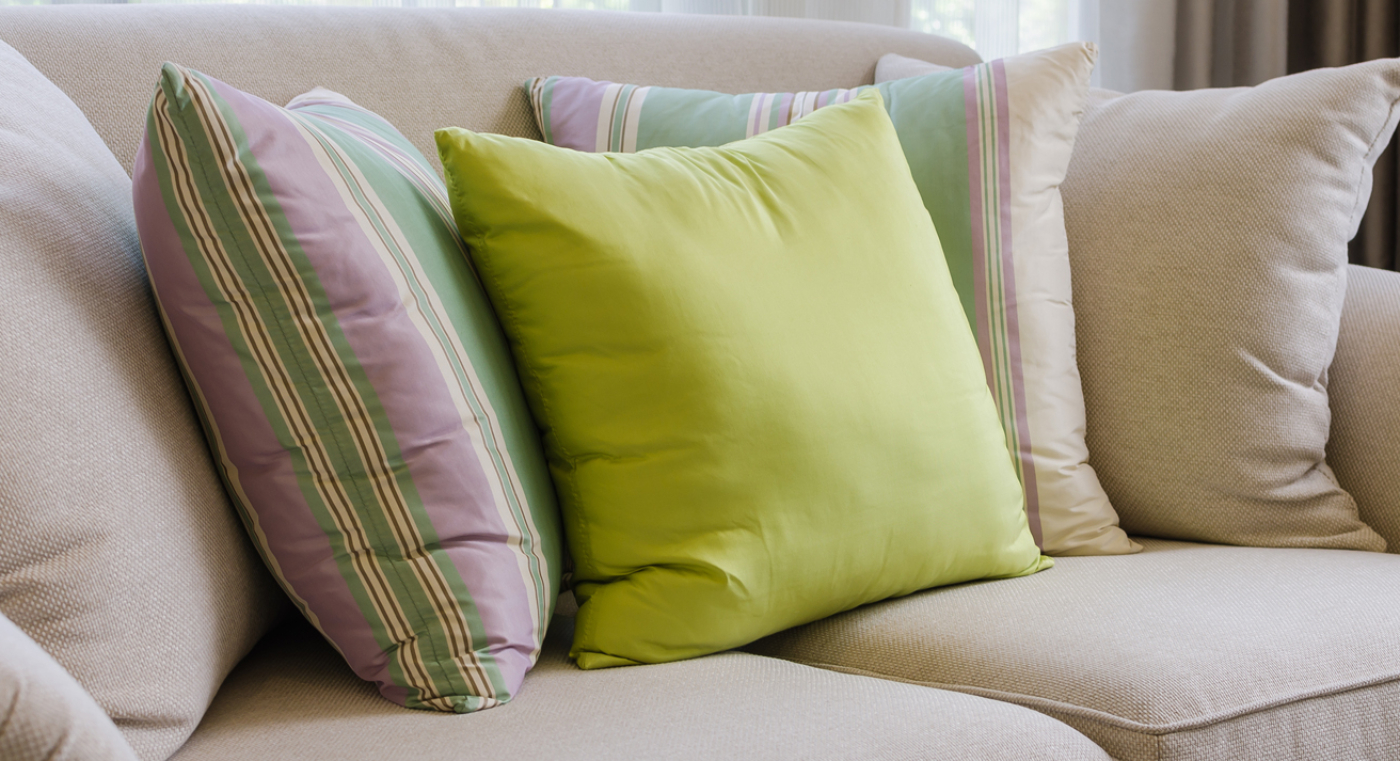 pillows on upholstery sofa