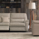 Big Grey Velvet Sofa In A Modern Living Room.