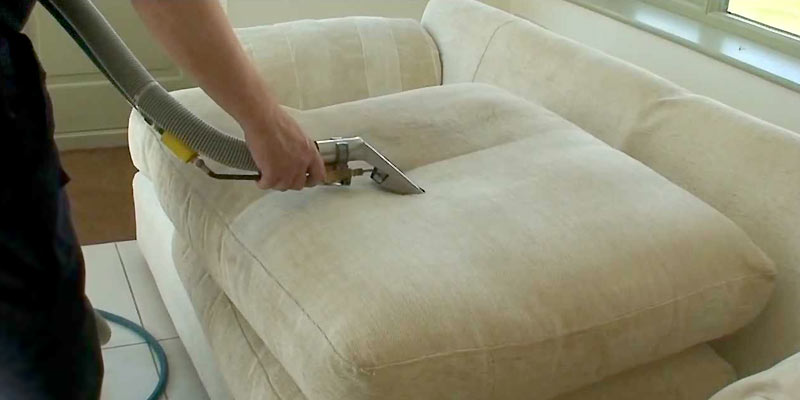 A Woman Removing Pet Hair From Sofa By Using Pet Hair Remover.